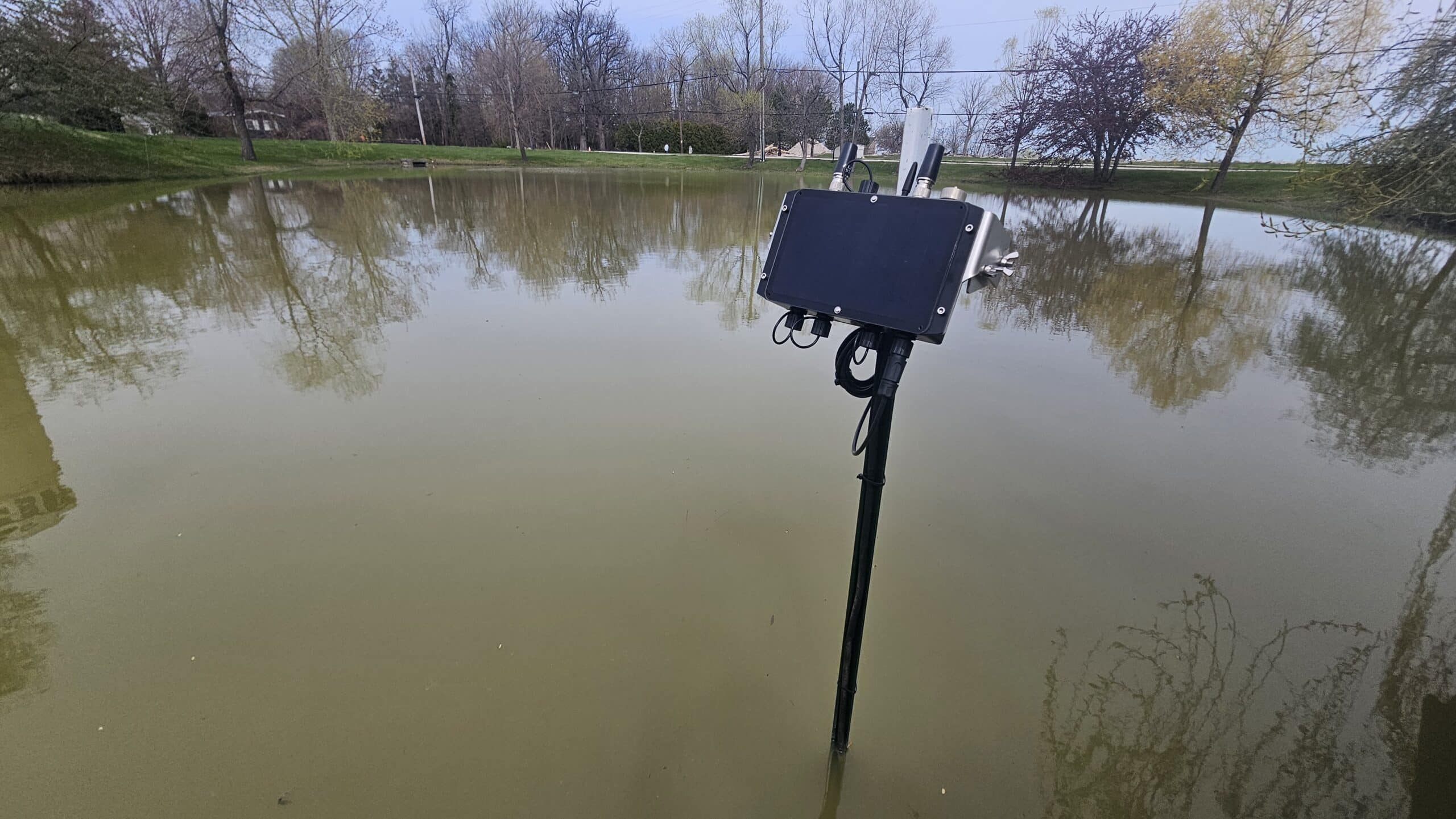 Data logger set up in small lake.
